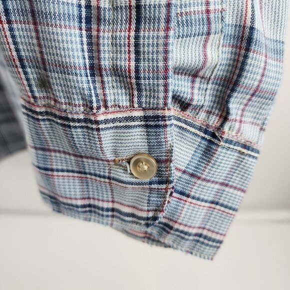 Big Mac Shirt Mens Large Blue Multi Plaid Vintage L/S Button Up - Picture 5 of 5